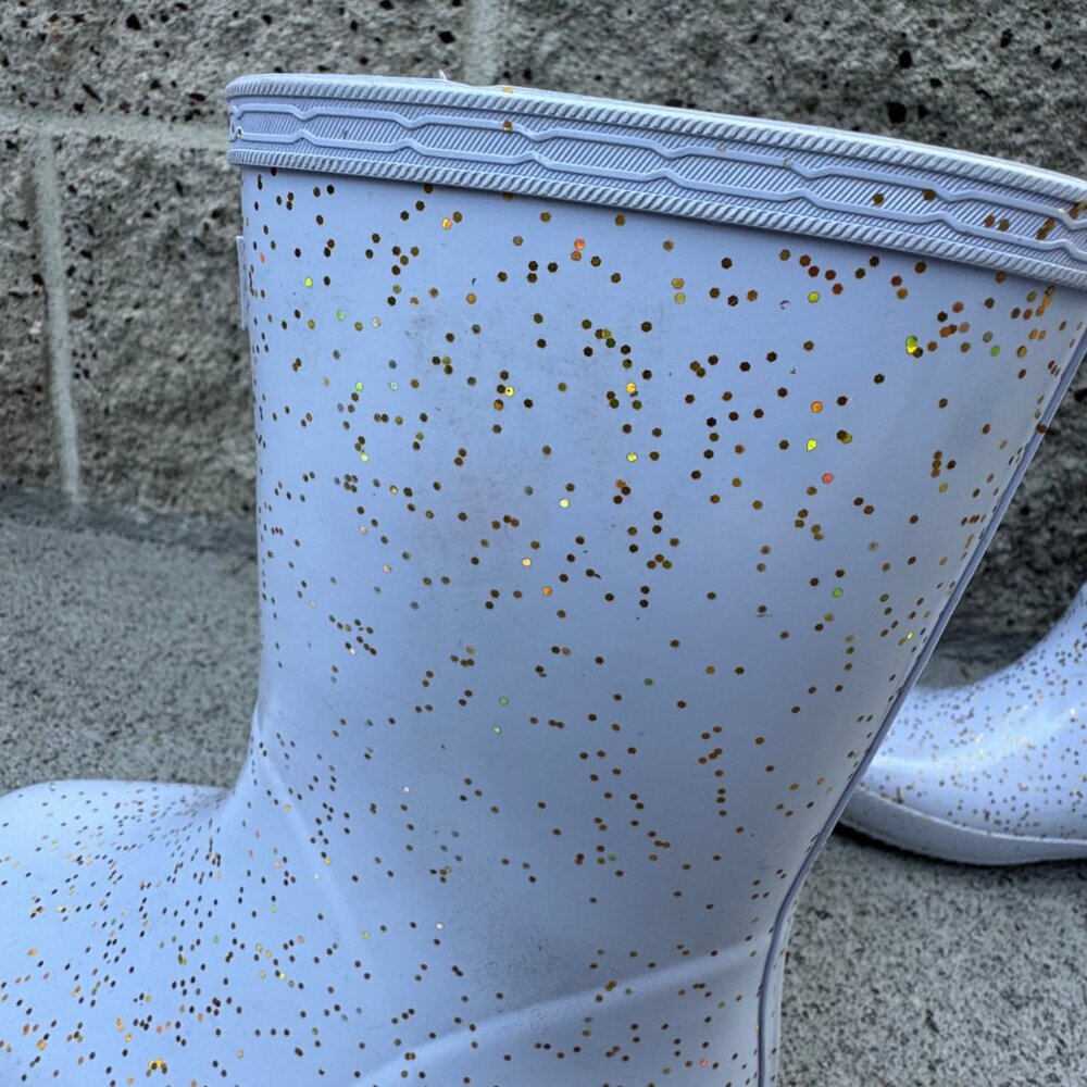 HUNTER Kids First Giant Glitter Rain Boots Girls 13 EU 31 Purple Gum Boot - Picture 7 of 10